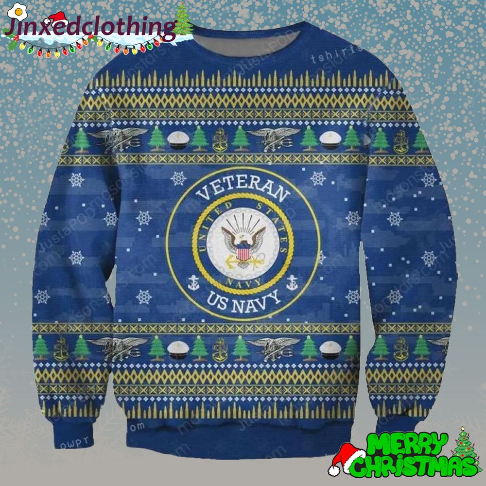 Us Navy Veteran Christmas Party Ugly Sweater 